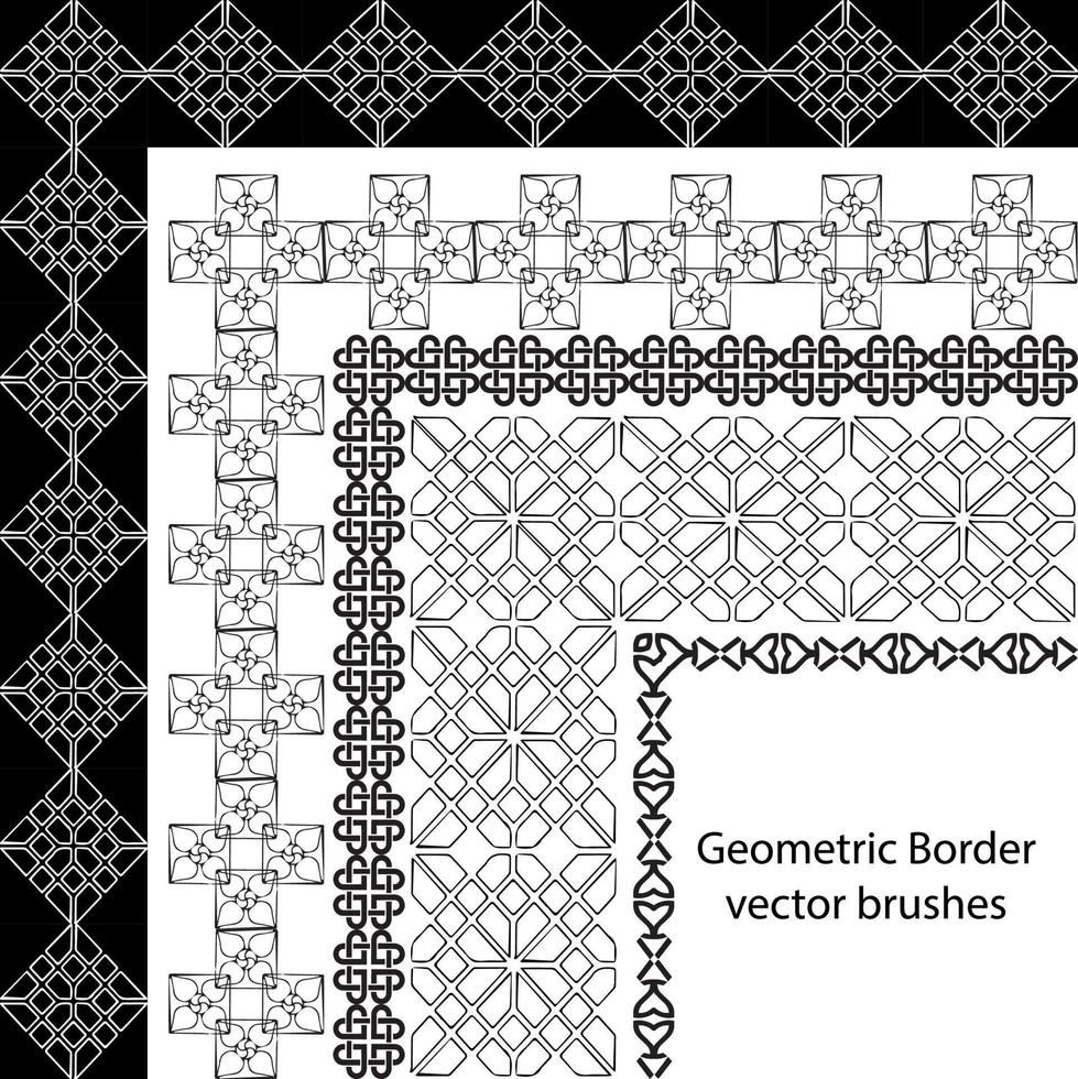 brosse à motif vectoriel frontière définie dans des éléments celtiques et géométriques sans soudure