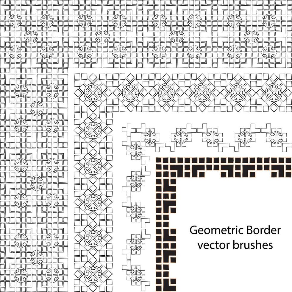 brosse à motif vectoriel frontière définie dans des éléments celtiques et géométriques sans soudure