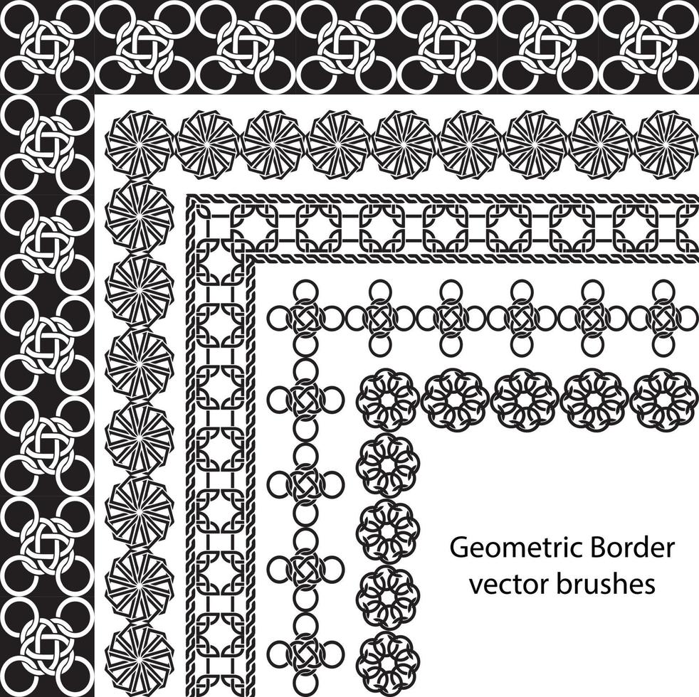 brosse à motif vectoriel frontière définie dans des éléments celtiques et géométriques sans soudure