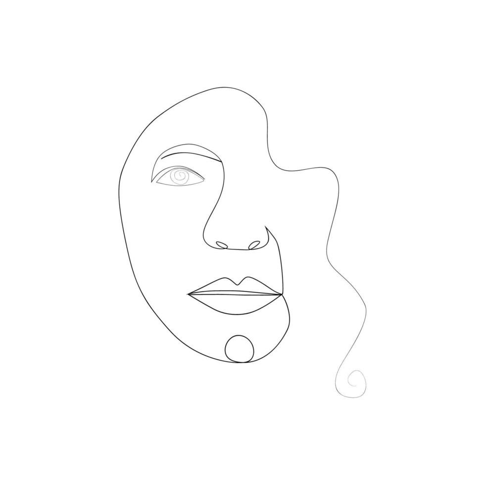 visage de femme avec des fleurs un dessin au trait. la moitié du visage est une fleur. art de dessin au trait continu. cosmétiques naturels. vecteur