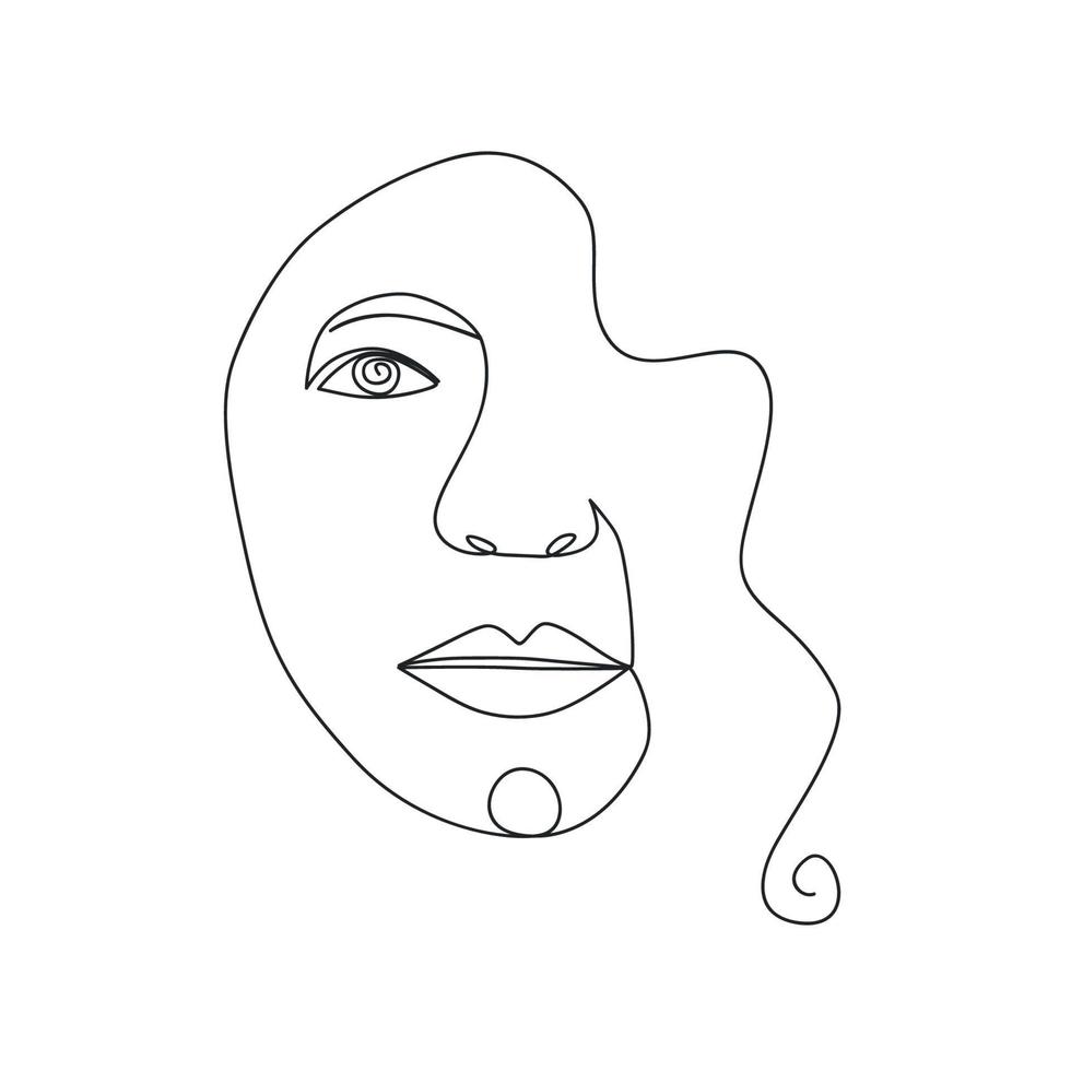 ligne continue, dessin de visages et coiffure, concept de mode, beauté femme minimaliste, illustration vecteur