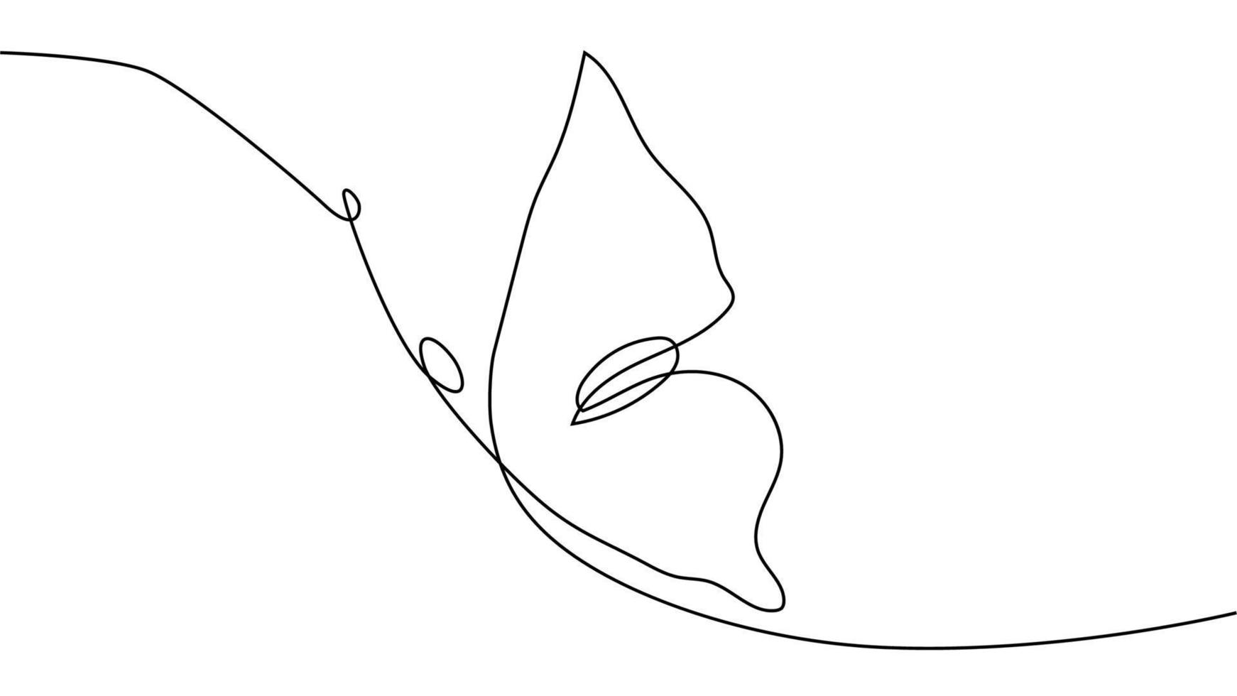 dessin continu d'une ligne. logo papillon volant. illustration en noir et blanc. concept pour logo, carte, bannière vecteur