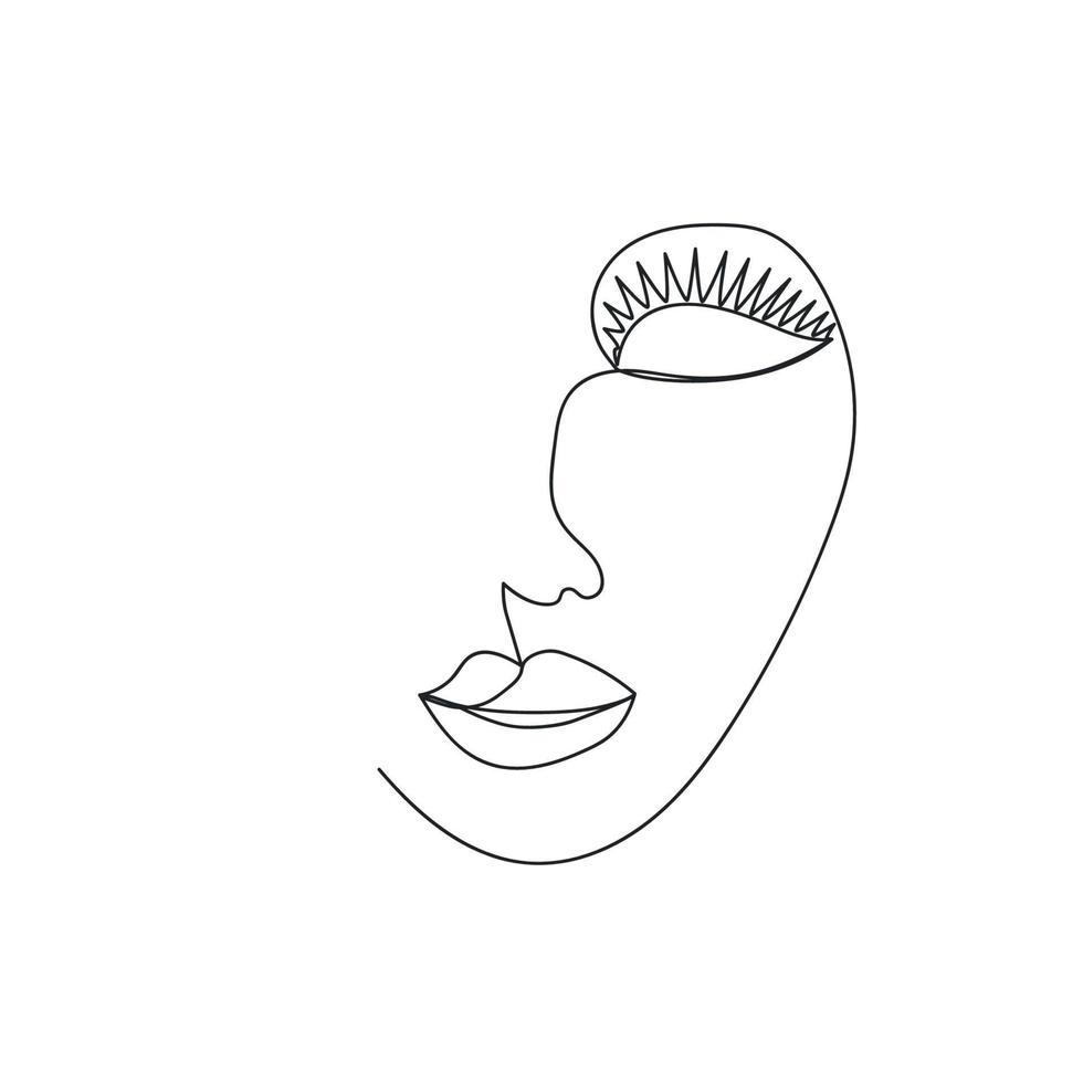 ligne continue, dessin de visages et coiffure, concept de mode, beauté femme minimaliste, illustration vecteur