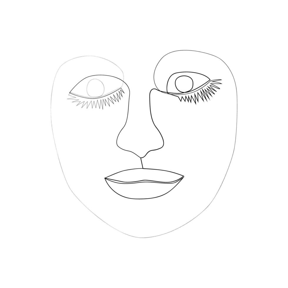 ligne continue, dessin de visages et coiffure, concept de mode, beauté femme minimaliste, illustration vecteur