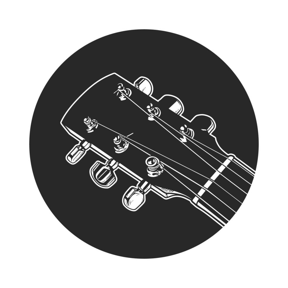 icône de guitare, icône de tête de guitare, guitare acoustique, logo d'entreprise de guitariste, concept de logo de musicien vecteur