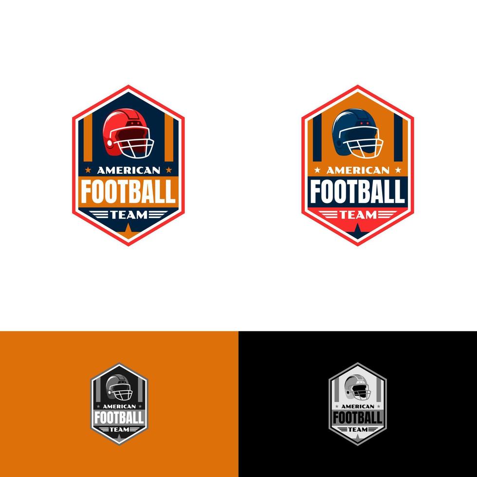 logo emblème football américain avec casque de couleurs diverses et symbole étoile vecteur