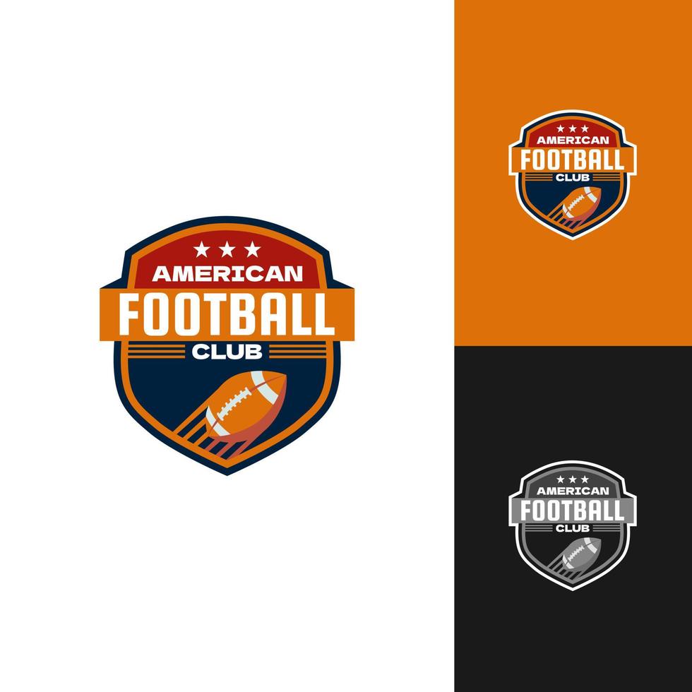 logo emblème football américain rocket ball battant avec insigne rouge orange noir bleu couleur vecteur