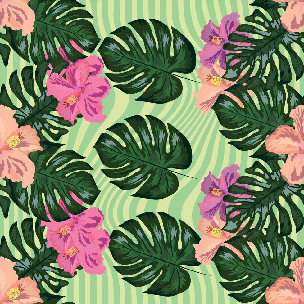 papier peint hawaïen tropique à motif floral exotique tropical sans couture. impression botanique. fond floral moderne. vecteur