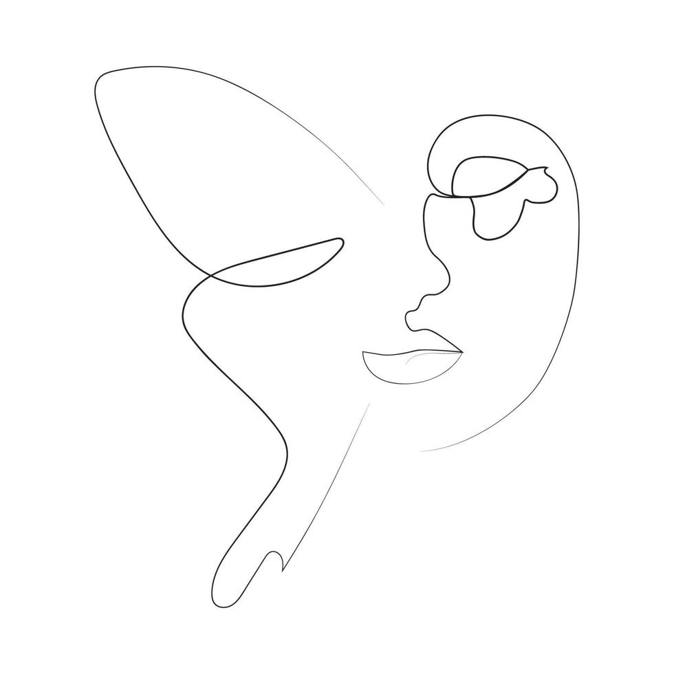 visage abstrait avec papillon un dessin au trait. style minimaliste de portrait vecteur