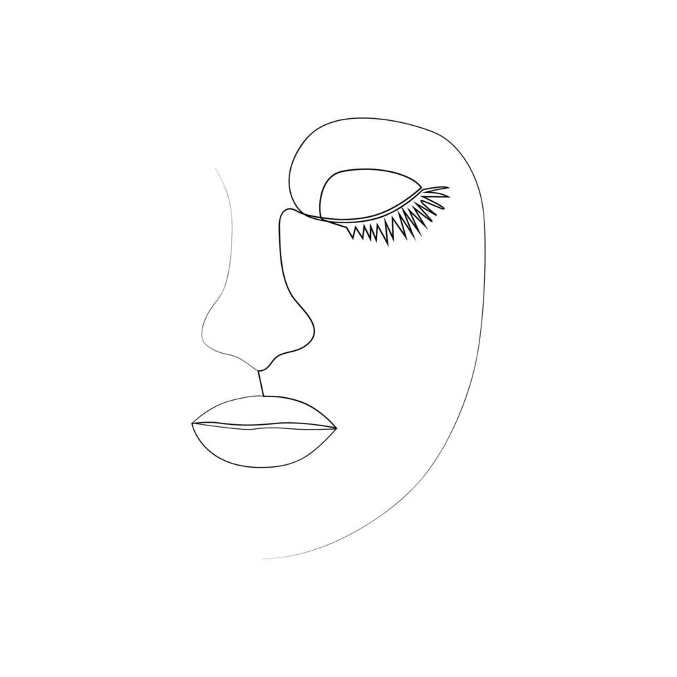 ligne continue, dessin de visages et coiffure, concept de mode, beauté femme minimaliste, illustration vecteur