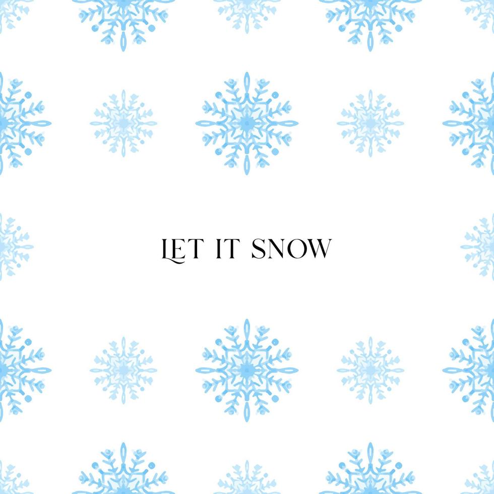 laissez-le neiger texte avec illustration stylisée de flocon de neige couleur bleue sur blanc vecteur