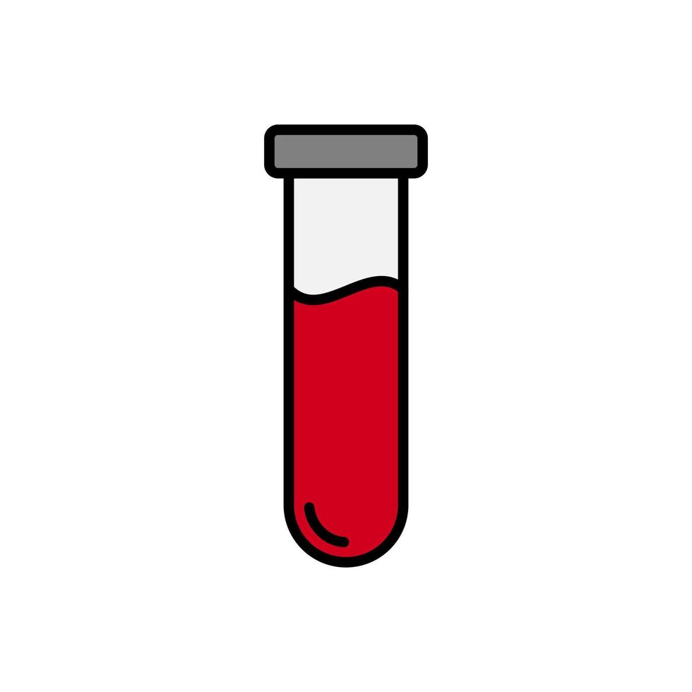 tube à essai sanguin, icône de concept d'échantillon de sang dans un style plat isolé sur fond blanc. trait modifiable. vecteur