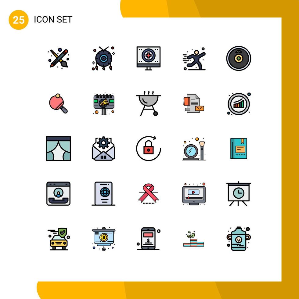25 interface utilisateur ligne remplie pack de couleurs plates de signes et symboles modernes de jeu d'haltères charité passe-temps moniteur éléments de conception vectoriels modifiables vecteur