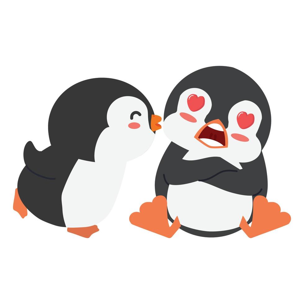 les pingouins mignons tombent amoureux vecteur