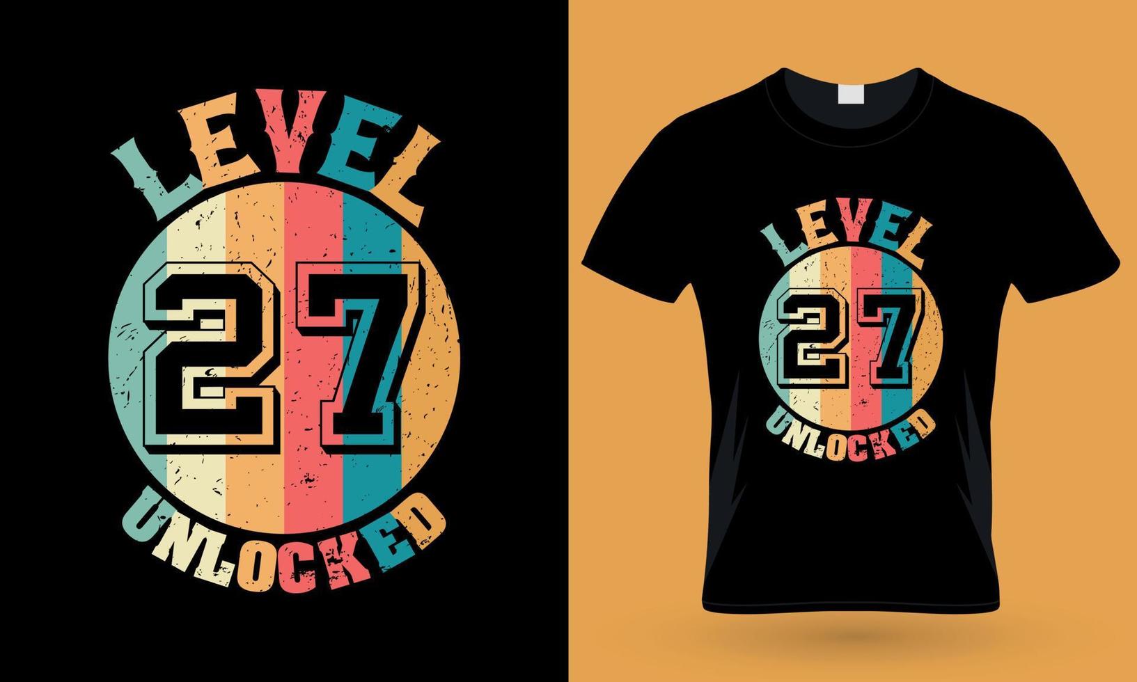 niveau 27 débloqué. conception de t-shirt de typographie de jeu vecteur