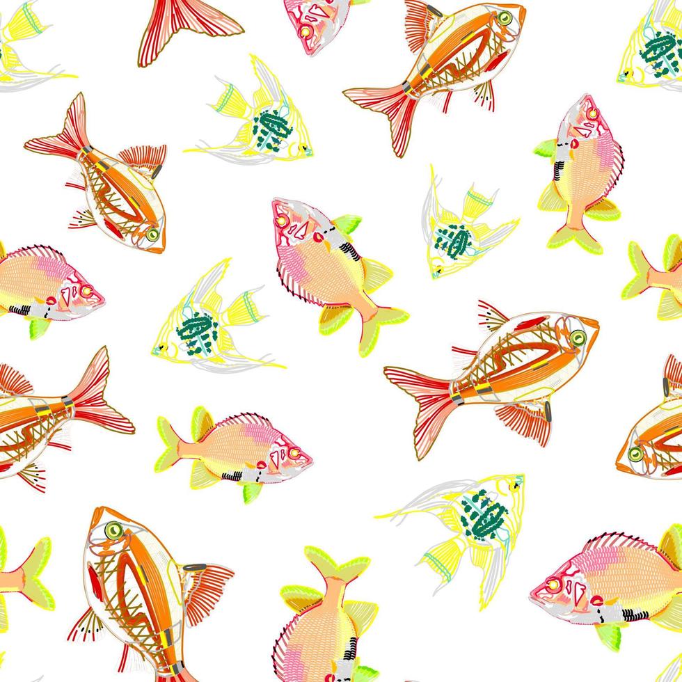 groupe de poissons discus dans un motif répétitif sans couture. convient comme arrière-plan ou pour des projets textiles. utilisable pour l'impression et le web. modèle sans couture de pépinière. vecteur