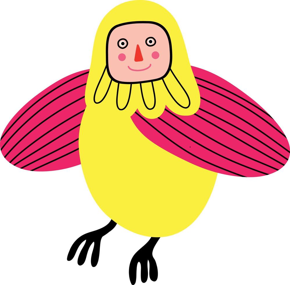illustration d'un oiseau dans un style doodle pour enfants vecteur