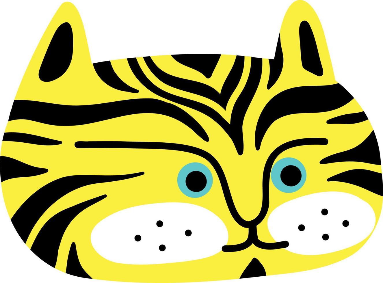 drôle de visage de tigre mignon enfantin. illustration vectorielle dans le style doodle vecteur