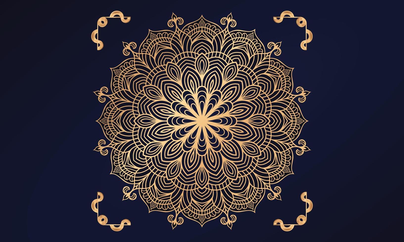 conception de fond de mandala de luxe avec motif arabesque doré style islamique oriental oriental. conception de mandala décoratif pour impression, affiche, couverture, brochure, dépliant, bannière. vecteur