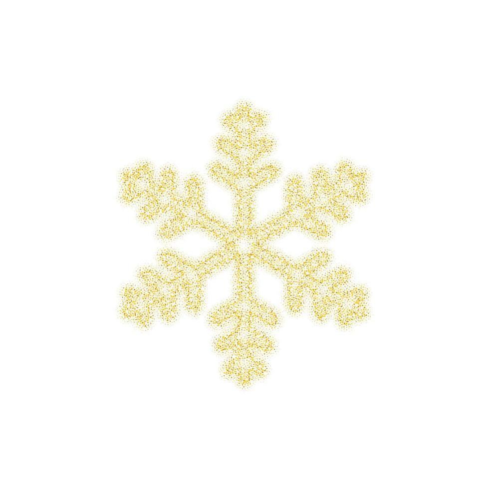 décoration de noël flocon de neige doré de paillettes d'or brillant scintille sur fond transparent blanc. flocon de neige scintillant de vecteur pour le modèle de conception de noël ou du nouvel an