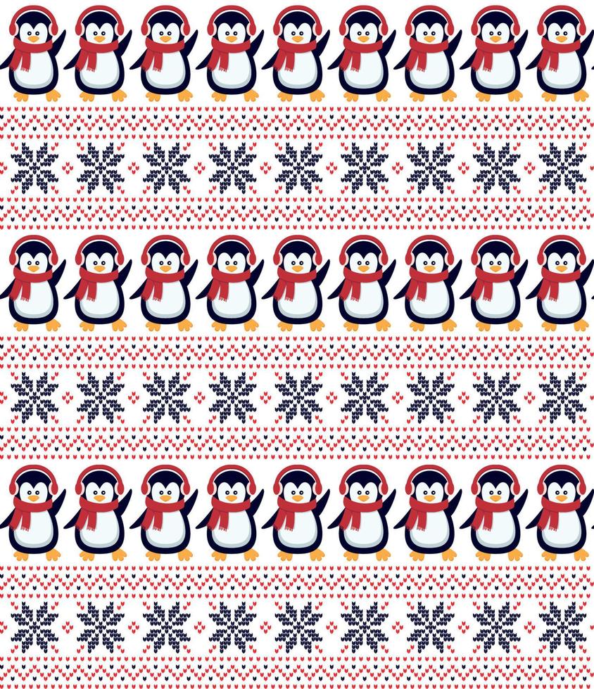 motif tricoté de noël et du nouvel an les pingouins. conception de pull en tricot de laine. papier peint papier d'emballage impression textile. eps 10 vecteur