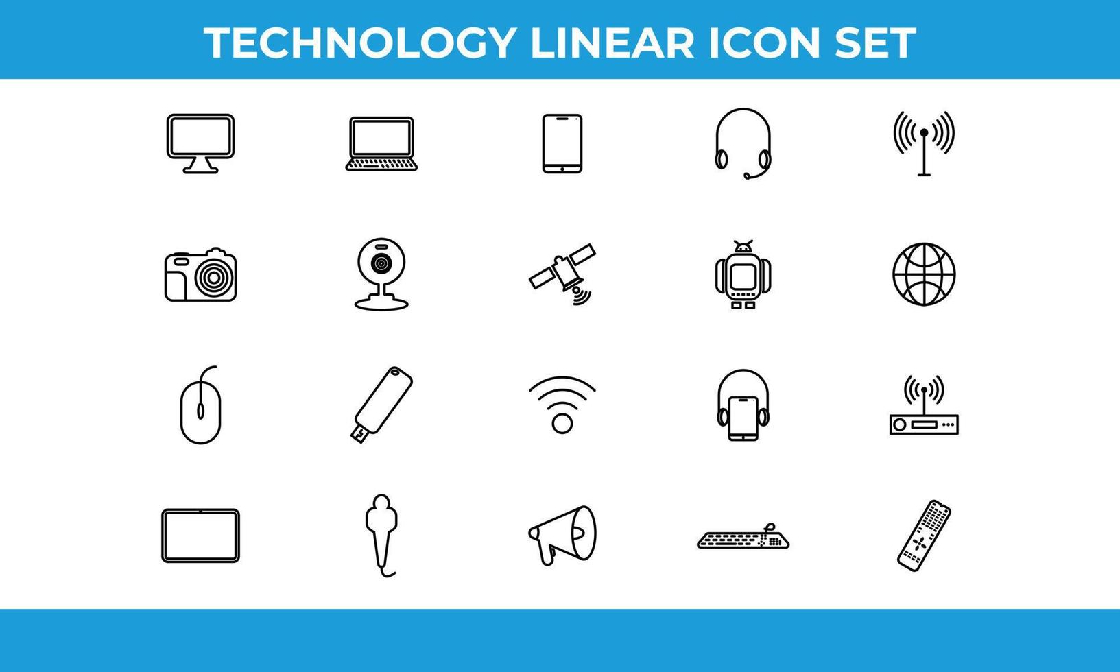 technologie linéaire et icônes multimédias. éléments de conception pour les applications mobiles et Web. vecteur