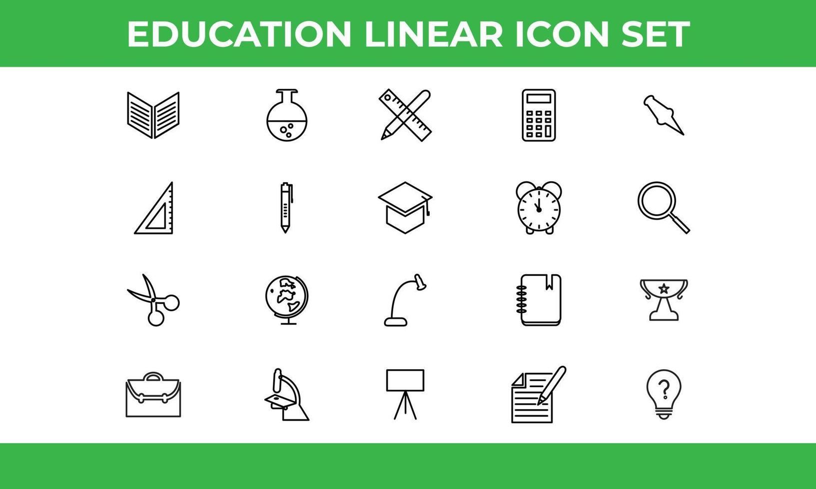 icônes linéaires de l'éducation. adapté au site Web, aux applications mobiles, à l'impression, à la présentation, à l'infographie et à tout autre projet. vecteur