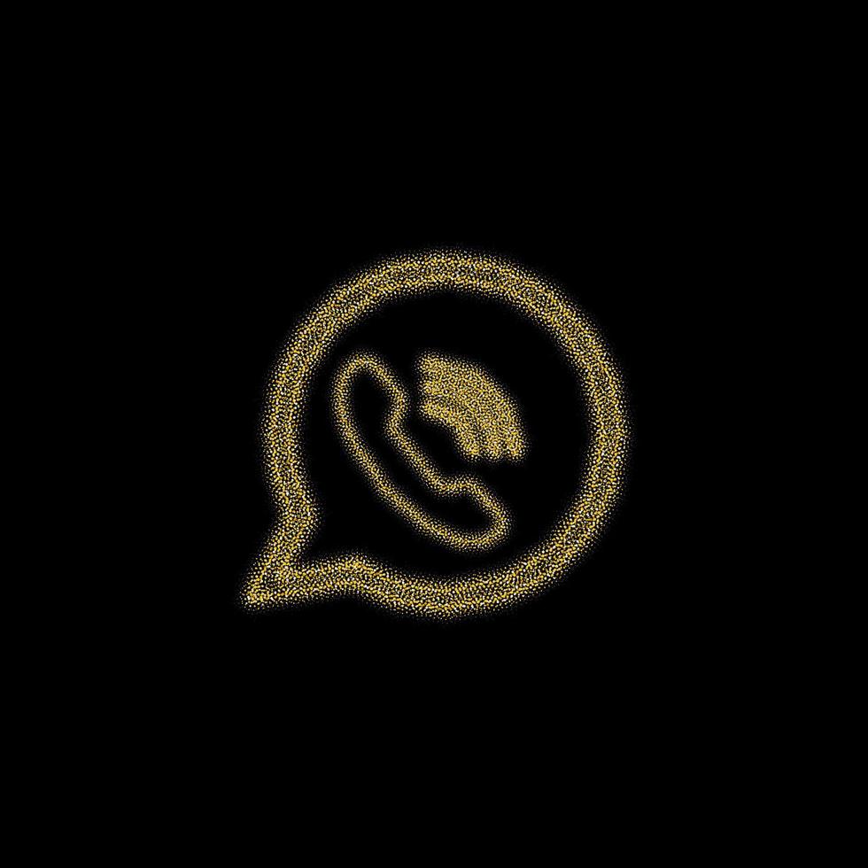 décoration dorée de noël de paillettes d'or qui brille sur fond noir. vecteur icône téléphone