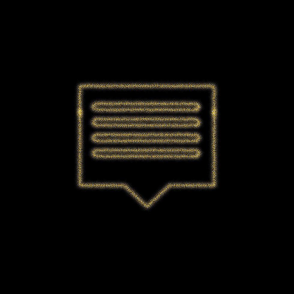 décoration dorée de noël de paillettes d'or qui brille sur fond noir. icône vectorielle de chat, message vecteur