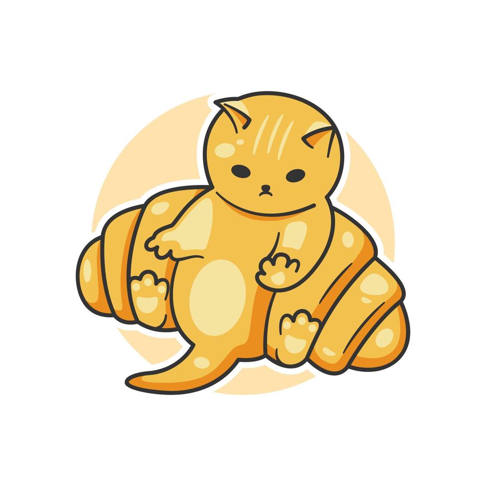 adorable chat croissant vecteur