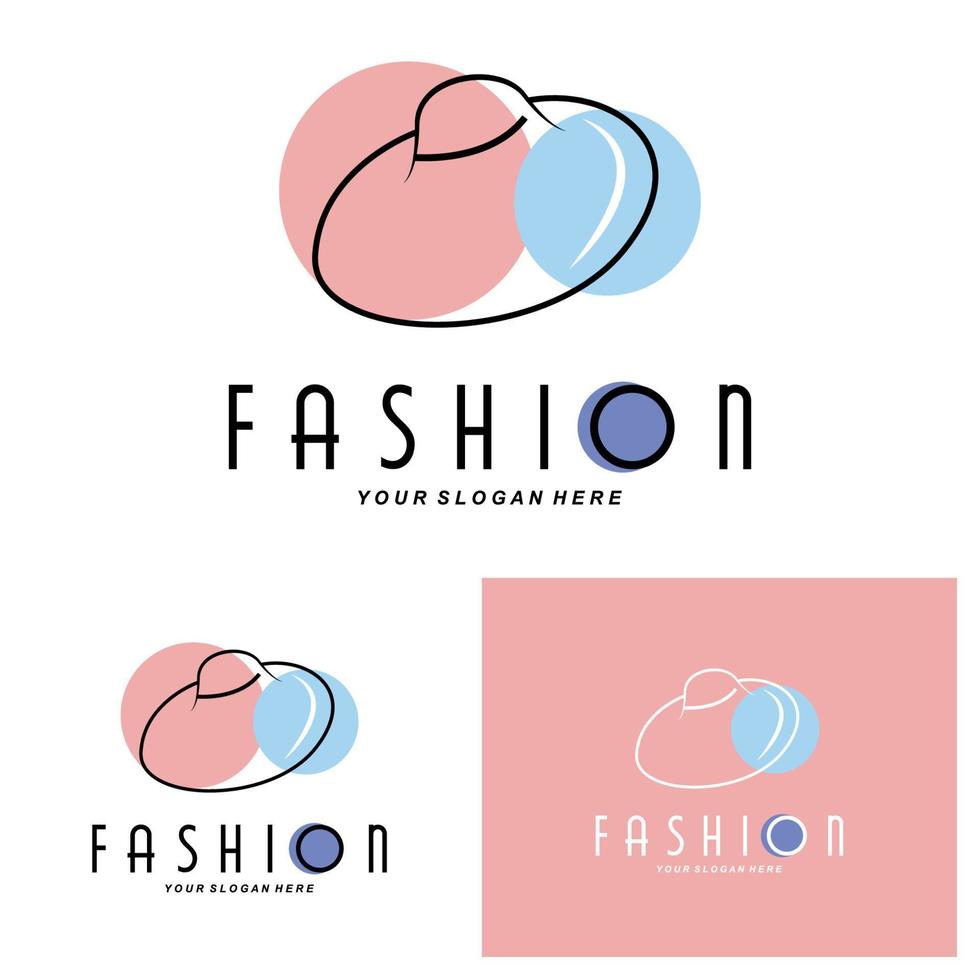 illustration de conception de logo de chapeau pour femme accessoires de beauté de mode et soin de marque de produit vecteur