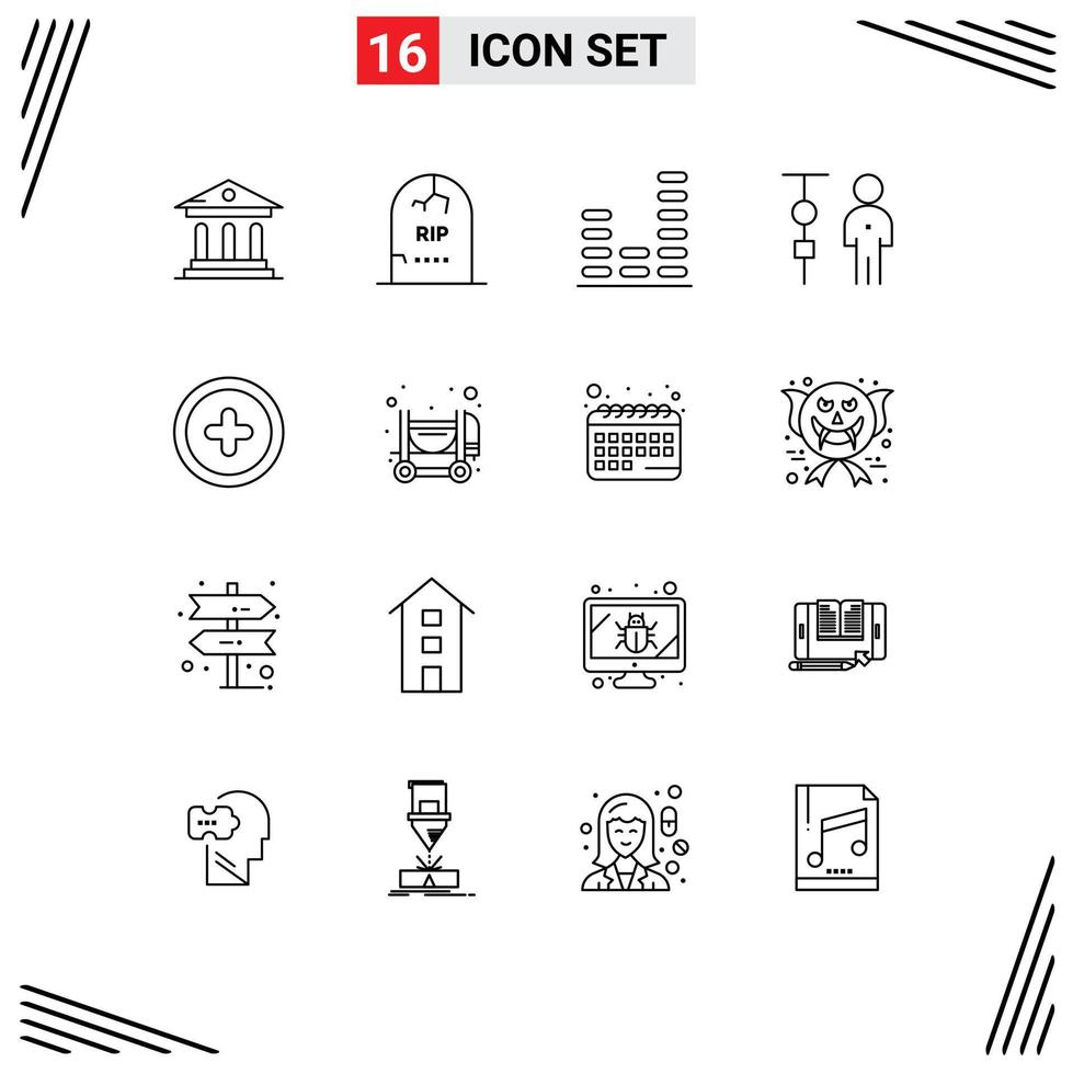 interface mobile aperçu ensemble de 16 pictogrammes de personnes administration d'entreprise halloween graphique son éléments de conception vectoriels modifiables vecteur