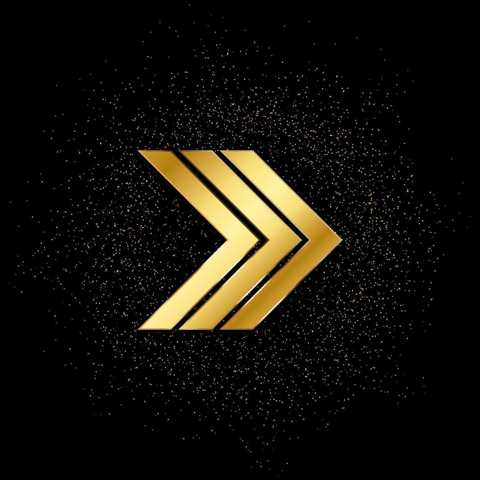 icône de vecteur or flèche. illustration vectorielle de fond de particules dorées.