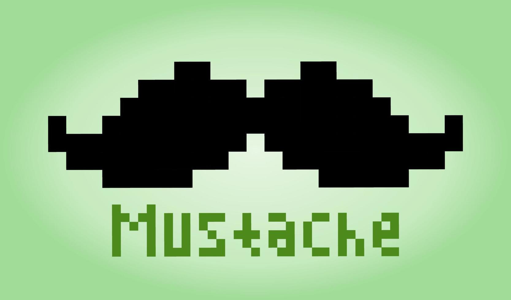 Pixel de moustache 8 bits pour les éléments de jeu et les motifs de point de croix dans les illustrations vectorielles. vecteur