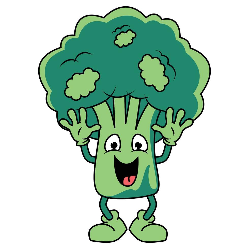 graphique d'illustration de dessin animé mignon brocoli vecteur