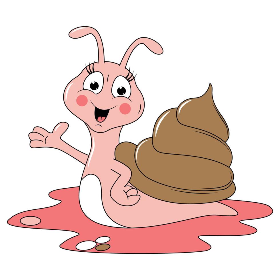 graphique de dessin animé animal escargot mignon vecteur