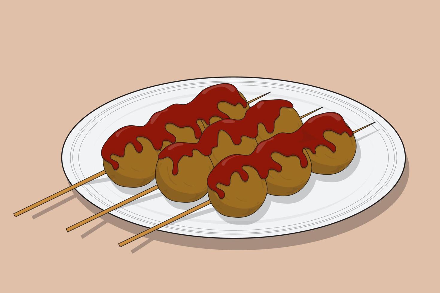 délicieuse illustration de boulettes de viande en dessin vectoriel