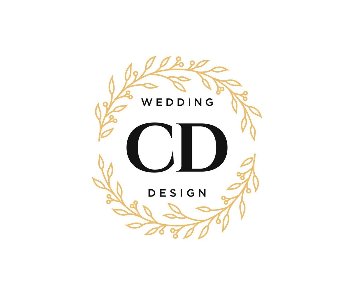 cd initiales lettre mariage monogramme logos collection, modèles minimalistes et floraux modernes dessinés à la main pour cartes d'invitation, réservez la date, identité élégante pour restaurant, boutique, café en image vectorielle vecteur