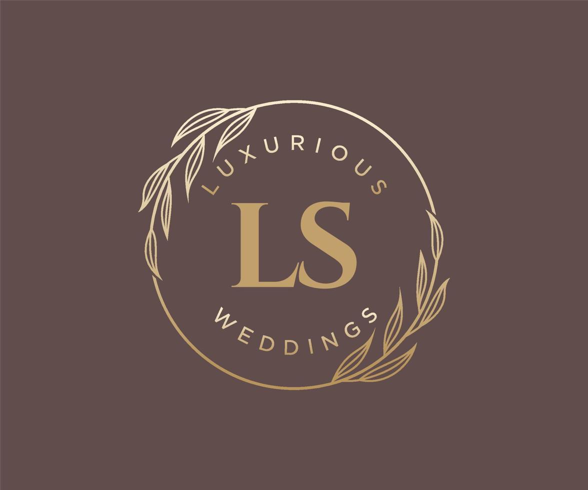 ls initiales lettre modèle de logos de monogramme de mariage, modèles minimalistes et floraux modernes dessinés à la main pour cartes d'invitation, réservez la date, identité élégante. vecteur