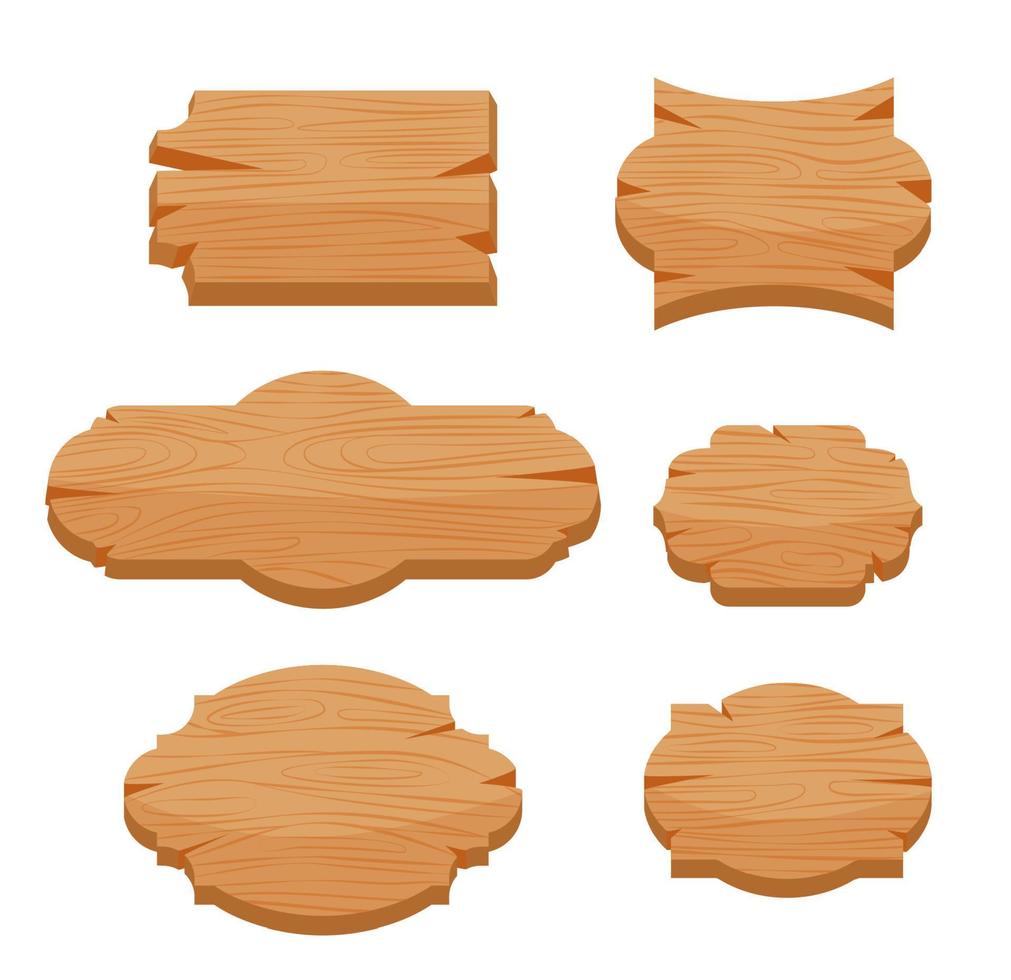 ensemble de 6 panneaux de signalisation en bois de formes. illustration vectorielle vecteur