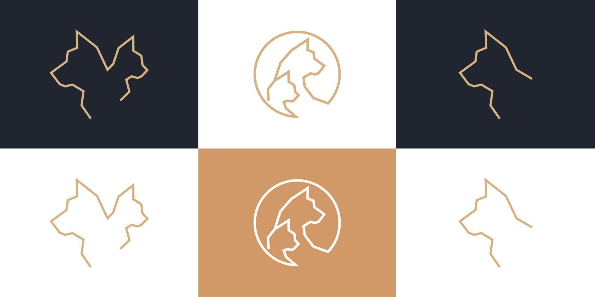 création de logo de tête de chat avec concept abstrait vecteur