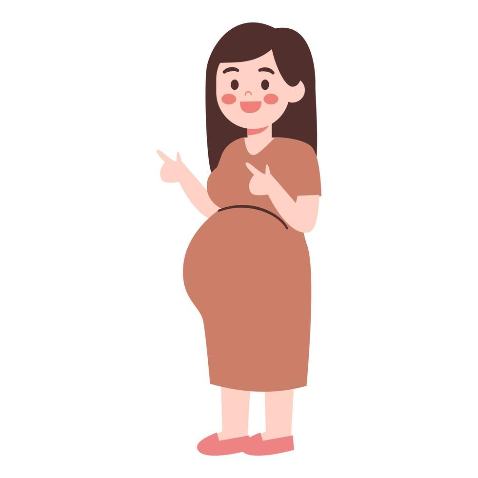 femme enceinte avec un doigt pointé vecteur