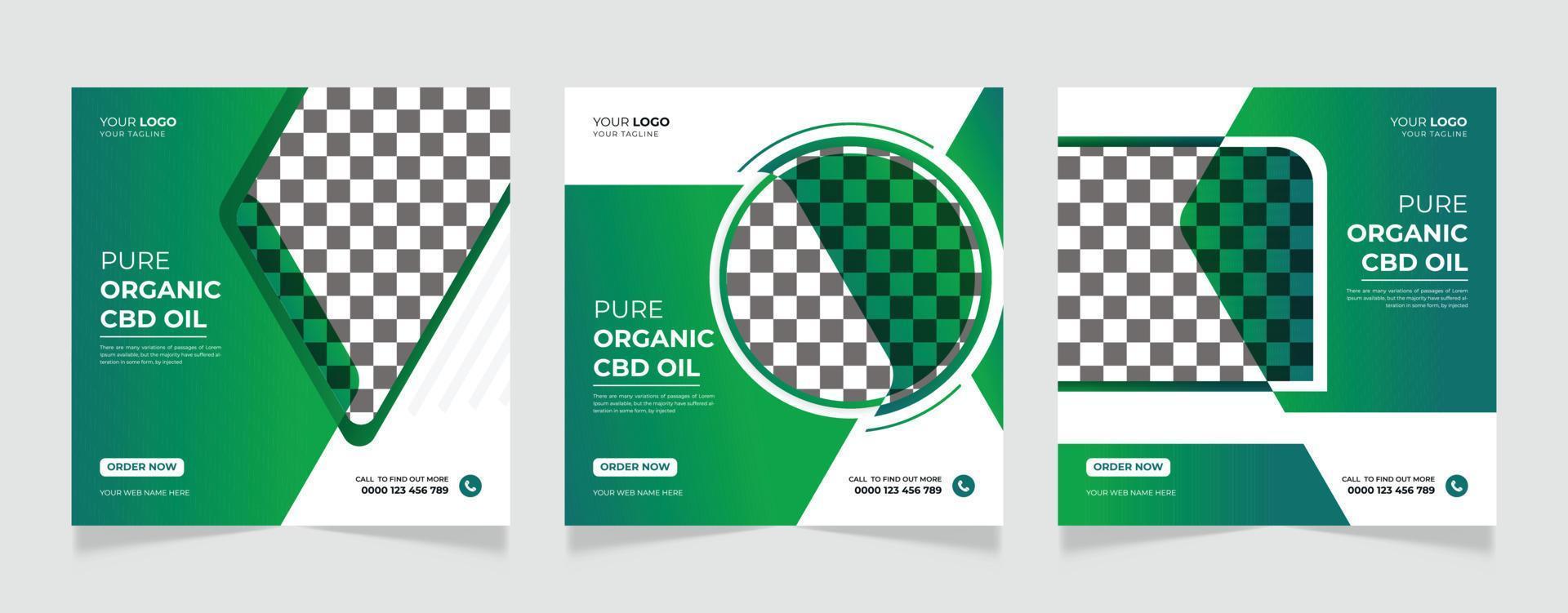 produit de chanvre huile cbd modèle de conception de bannière de publication sur les médias sociaux vecteur