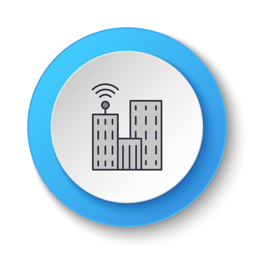 bouton rond pour l'icône web. gps, intelligent, emplacement. bannière de bouton rond, interface de badge pour l'illustration de l'application sur fond blanc vecteur