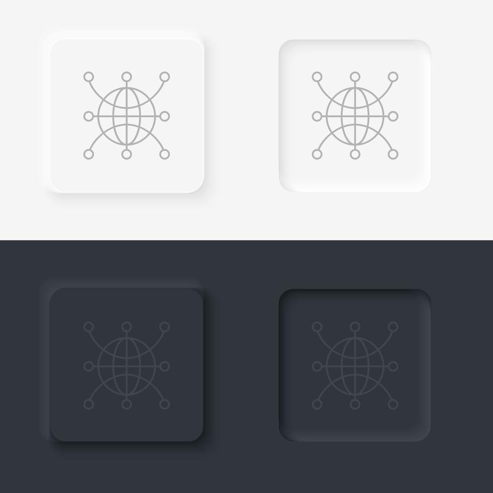 web, global, réseau, icône du monde - vecteur. jeu d'icônes vectorielles de style neumorphique d'intelligence artificielle vecteur