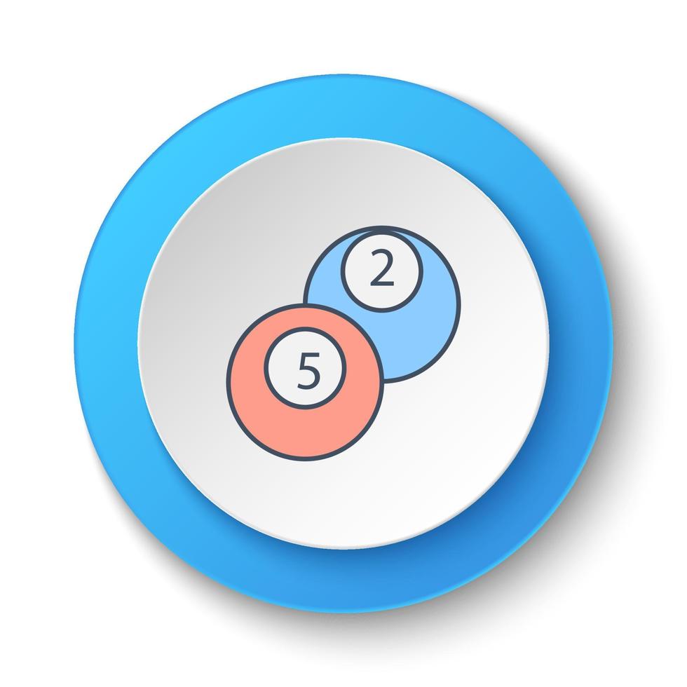 bouton rond pour l'icône web. billard, snooker, boule de billard, rétro. bannière de bouton rond, interface de badge pour l'illustration de l'application sur fond blanc vecteur