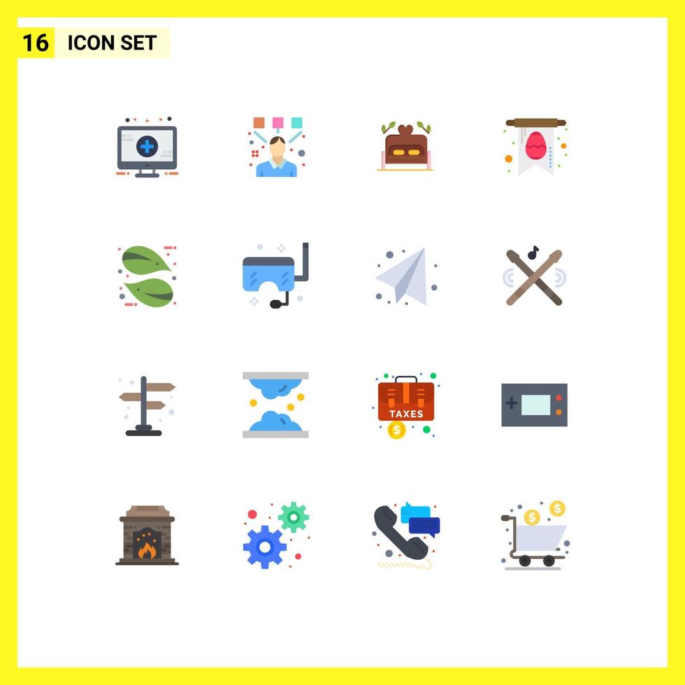 ensemble de 16 symboles d'icônes d'interface utilisateur modernes signes pour plante feuille amour eco pâques pack modifiable d'éléments de conception de vecteur créatif