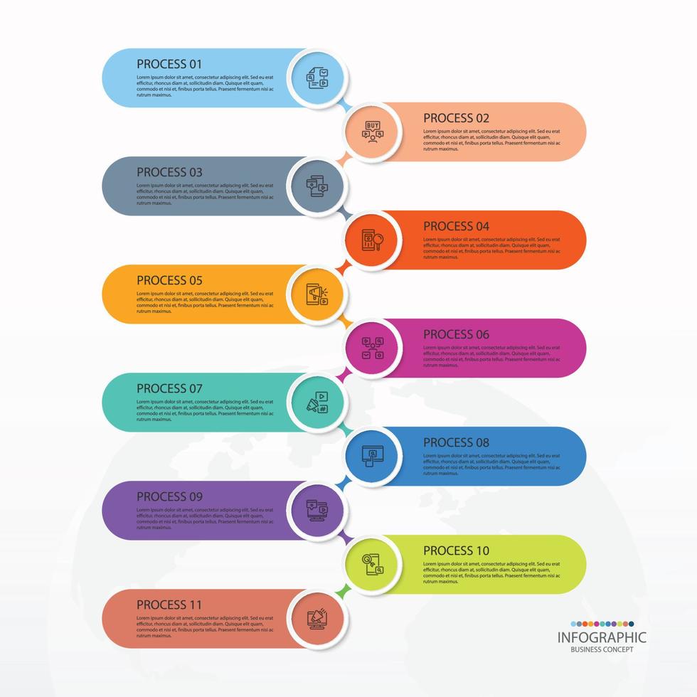 infographie avec 11 étapes, processus ou options. vecteur
