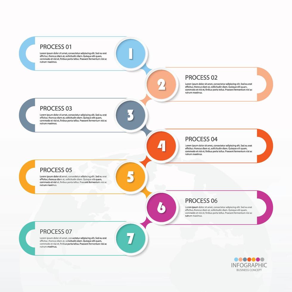 infographie avec 7 étapes, processus ou options. vecteur