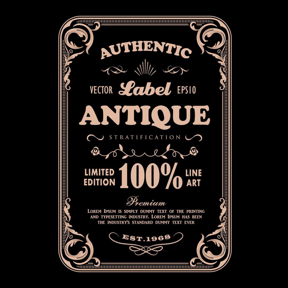 cadre antique badge vintage étiquette typographie conception vecteur